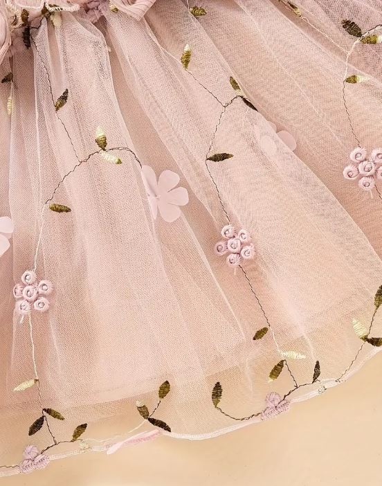 Vestido Tutú de Princesa de Manga Larga con Estampado Floral